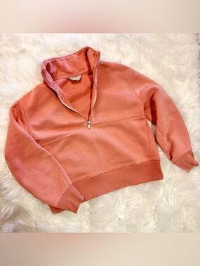 Everlane Coral Half Zip Fleece Sweatshirt XS | Cozy Pullover Athleisure